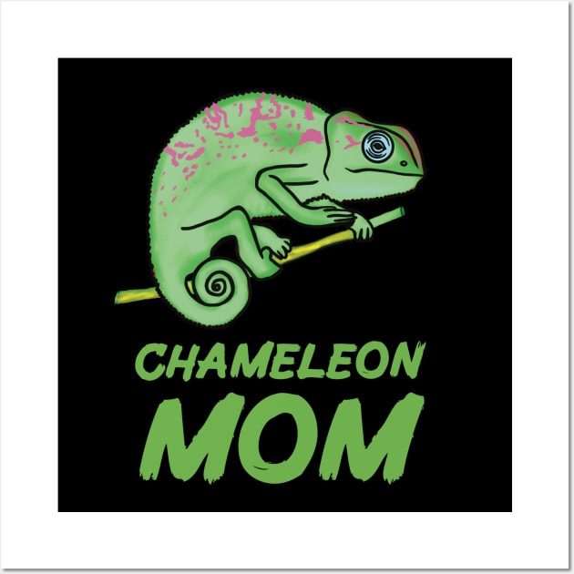 Green Chameleon Mom for Chameleon Lovers Wall Art by Mochi Merch